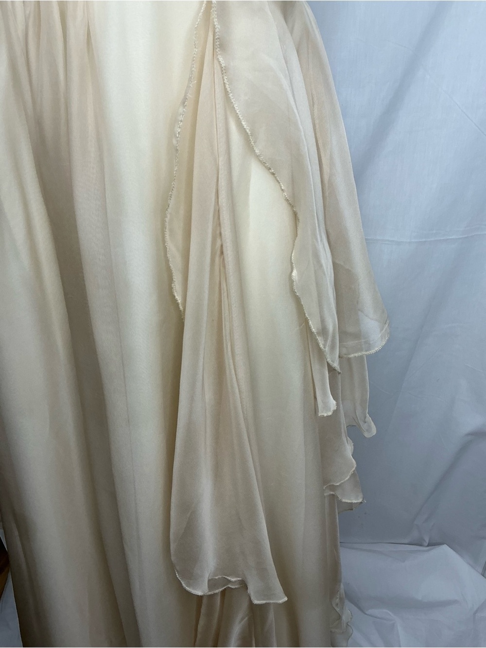 2177 - Elegant Cream Chiffon Spaghetti Strap Dress - Picture 3 of 12